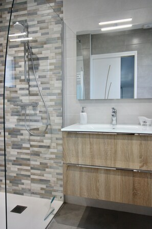 Regadera, amenidades de baño gratuitas, secadora de cabello, toallas 