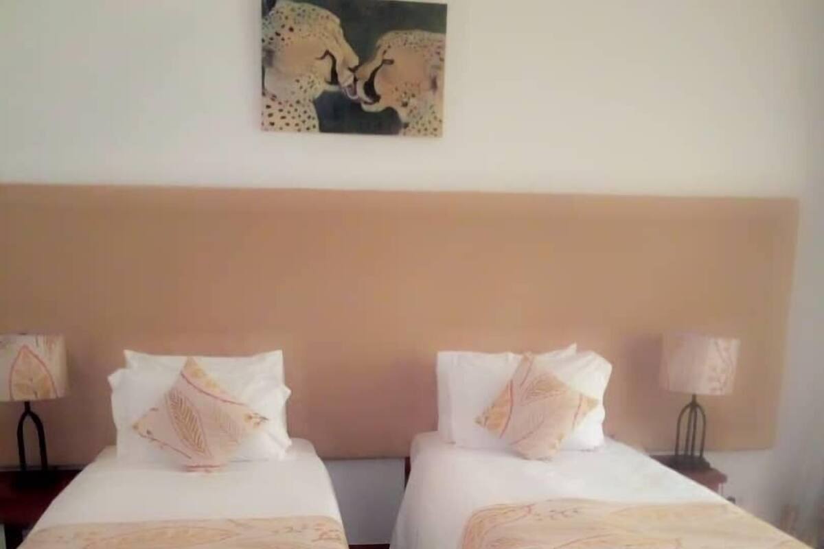 Espacio para trabajar con laptop, wifi gratis y ropa de cama 