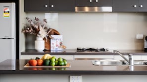 Fridge, oven, stovetop, dishwasher