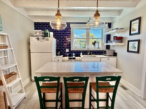 Fridge, microwave, oven, stovetop - Oceanview escape in Oak Island, featuring 3 bedrooms and a private pool. (Oak Island)