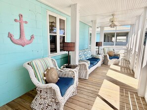 Terrace/patio - Oceanview escape in Oak Island, featuring 3 bedrooms and a private pool. (Oak Island)