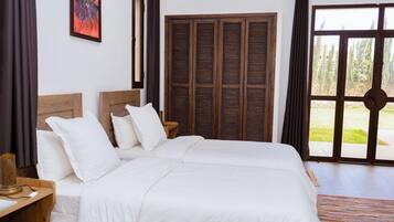 Shower, rainfall showerhead, designer toiletries, hair dryer