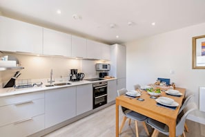 Microwave, oven, dishwasher, high chair