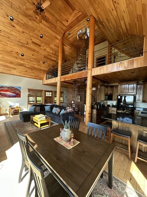 Smart TV, fireplace, video games, DVD player