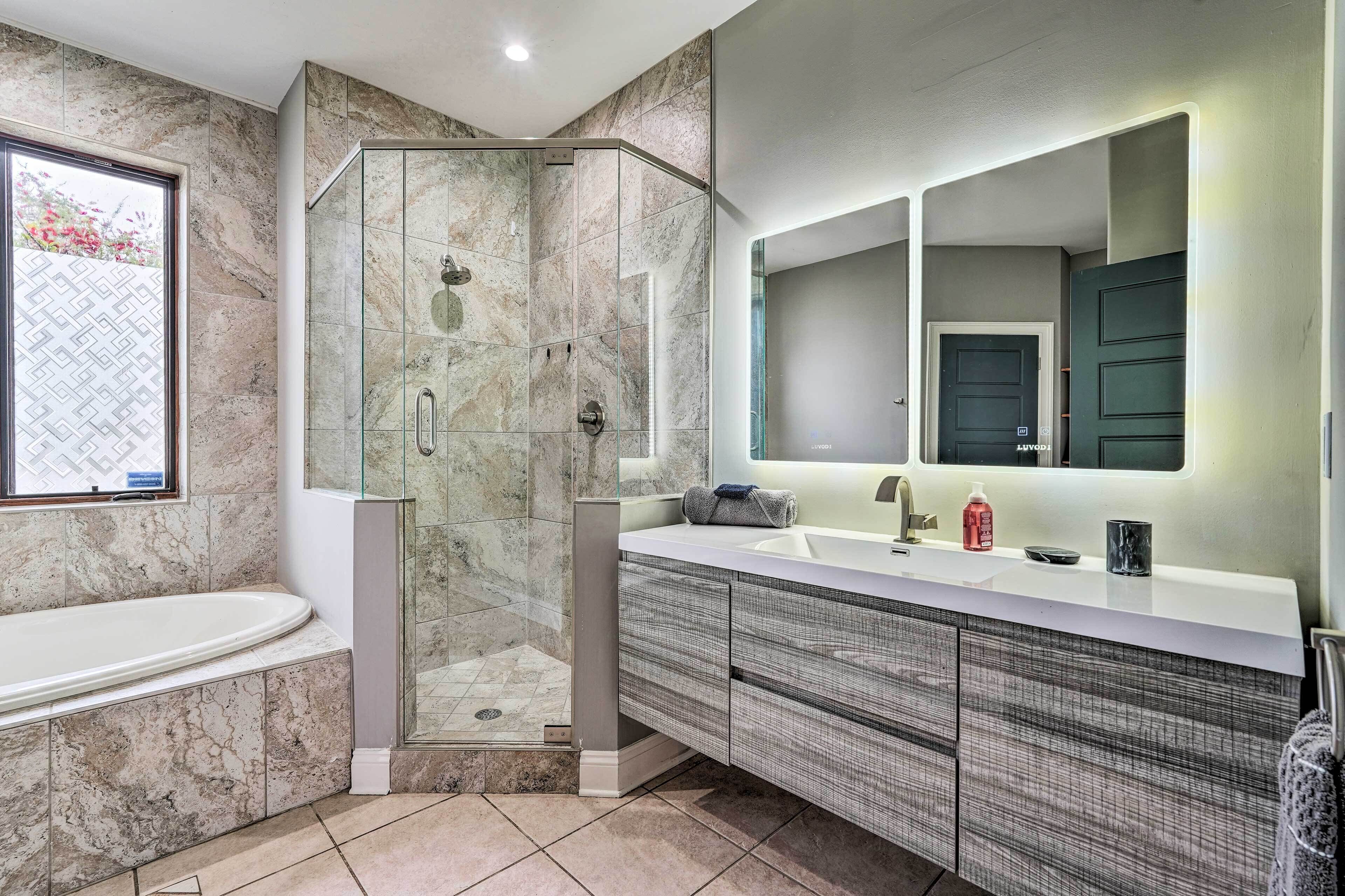 Hair dryer, towels
