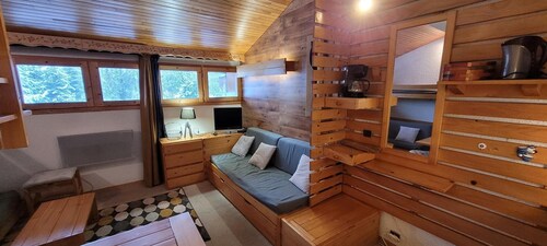 10m from ski slopes, 3rd floor, view ski slopes, 20m², La Plagne