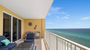 Terrace/patio - Tropic Winds 1807 - Beachfront condo! Beach chair service included! (Panama City Beach)