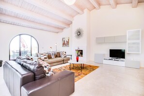 Televisión y chimenea 