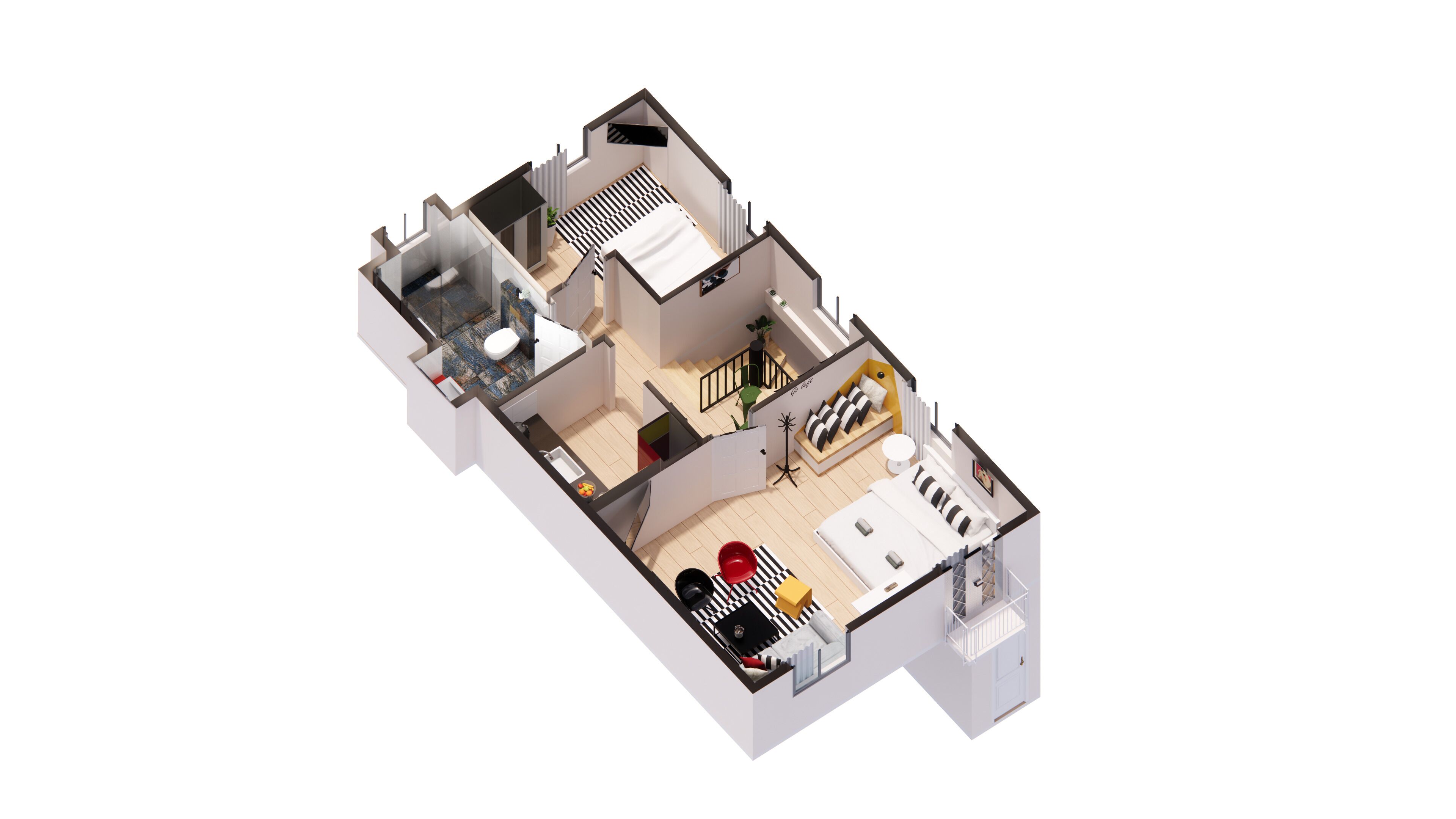 Familie vierpersoonskamer | Luxe beddengoed, donsdekens, bedden met traagschuimmatrassen