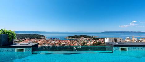 An infinity pool, a heated pool