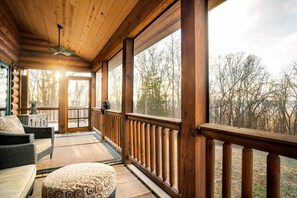 Terrace/patio - Secluded Mtn Cabin, Hot Tub, Fire Pit, Stargazing, Surrounded by National Park! (Rileyville)