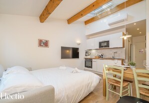 1 bedroom, memory-foam beds, desk, iron/ironing board