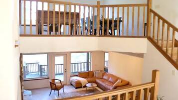 Smart TV, fireplace, table football, stereo