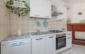 Kühlschrank, Herdplatte, Kochgeschirr/Geschirr/Besteck