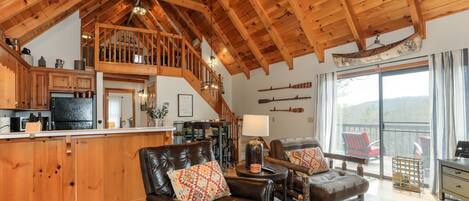 TV, fireplace, table football, books