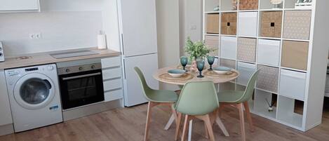 Fridge, microwave, oven, dishwasher