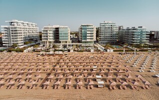 Private beach, sun loungers, beach umbrellas, beach bar
