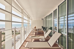 Deluxe Apartment, 2 Bedrooms, Terrace, Partial Sea View | Terrace/patio