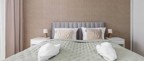 1 bedroom, desk, iron/ironing board, travel cot