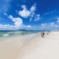On the beach, white sand