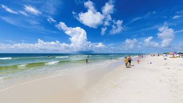 On the beach, white sand