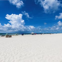 On the beach, white sand