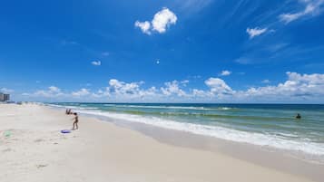 On the beach, white sand