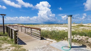 On the beach, white sand