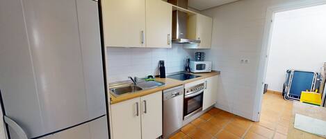 Fridge, microwave, oven, dishwasher