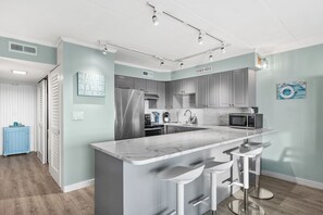 Fridge, microwave, oven, dishwasher