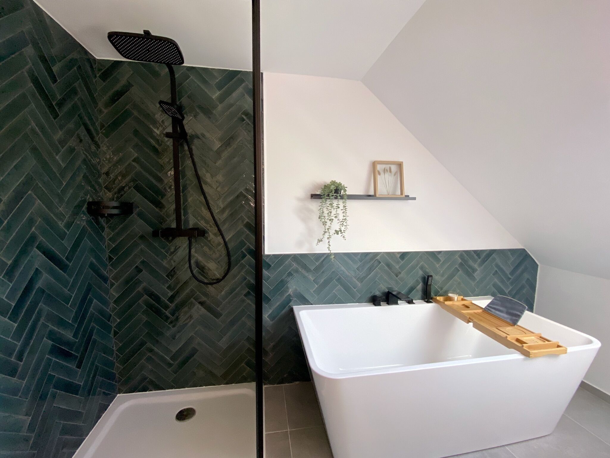Eco-friendly toiletries, hair dryer, towels, toilet paper