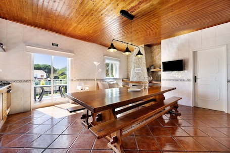 Dining. Villa 'Oliveira' with private pool, private garden and Wi-Fi