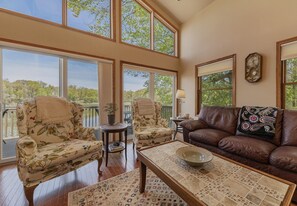 Smart TV, fireplace, foosball, books