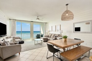 TV - Aqua 2004 | 2BR Salty Air Gulf-front Retreat | Sleeps 8 + Beach Service (Panama City Beach)