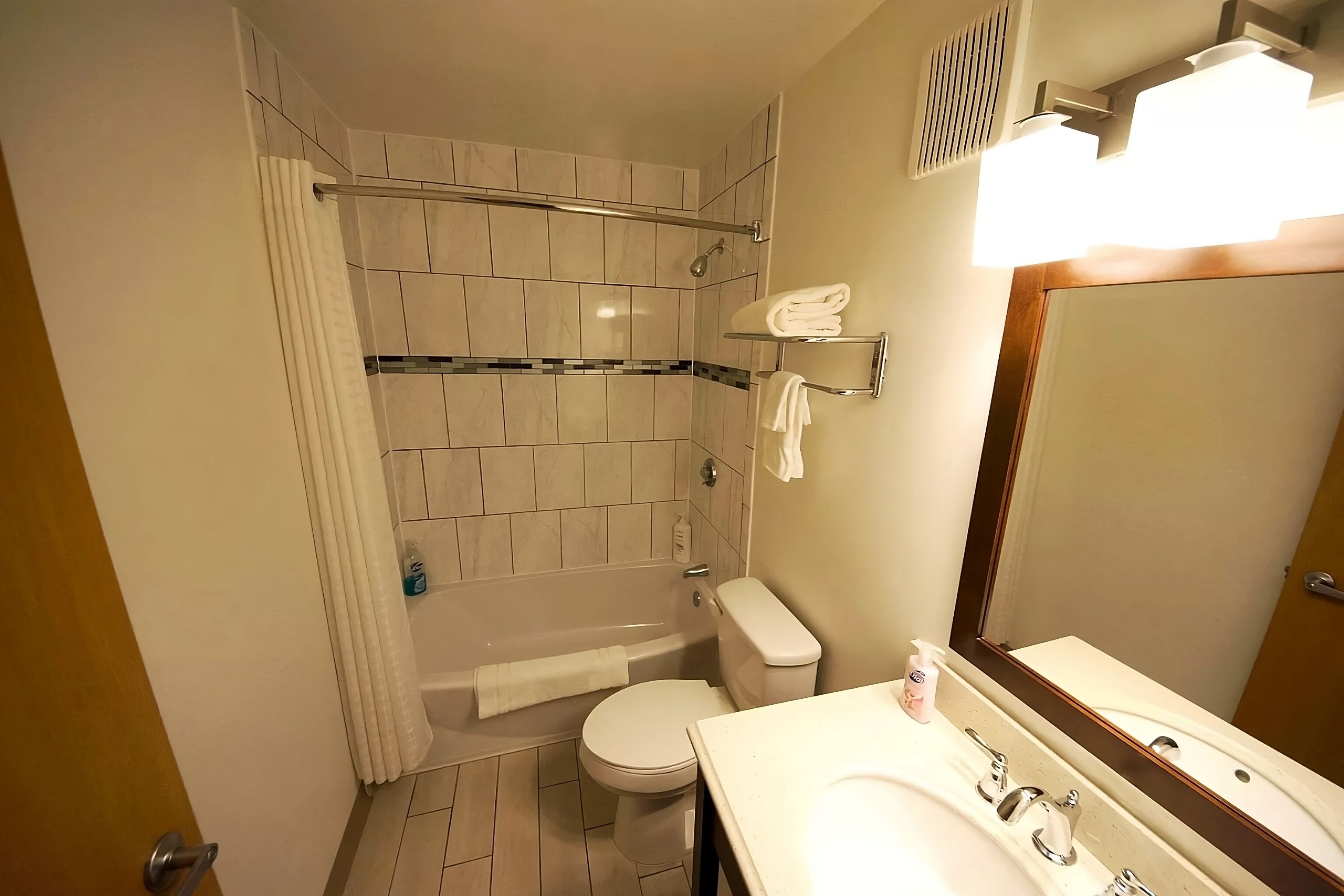 free toiletries, hair dryer, towels, soap