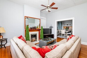 Smart TV, foosball, books