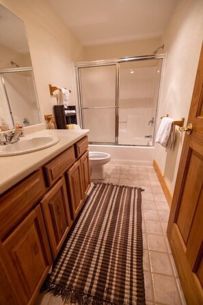 Towels, soap, shampoo, toilet paper