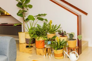 Basic-Apartment, Terrasse, Stadtblick | Wohnbereich