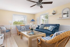 TV, fireplace, books, offices