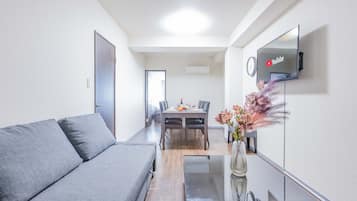 Apartamento básico | Área de estar | TV de tela plana