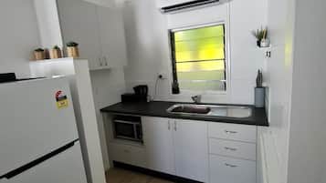 Fridge, microwave, coffee/tea maker, electric kettle