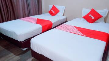 Desk, laptop workspace, free WiFi, bed sheets