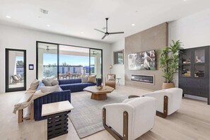 TV, fireplace, offices