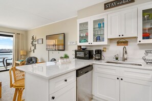 Fridge, microwave, oven, dishwasher