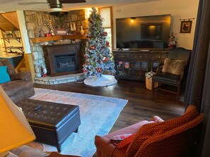 TV, fireplace
