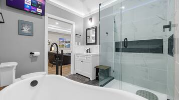 Hair dryer, towels, toilet paper