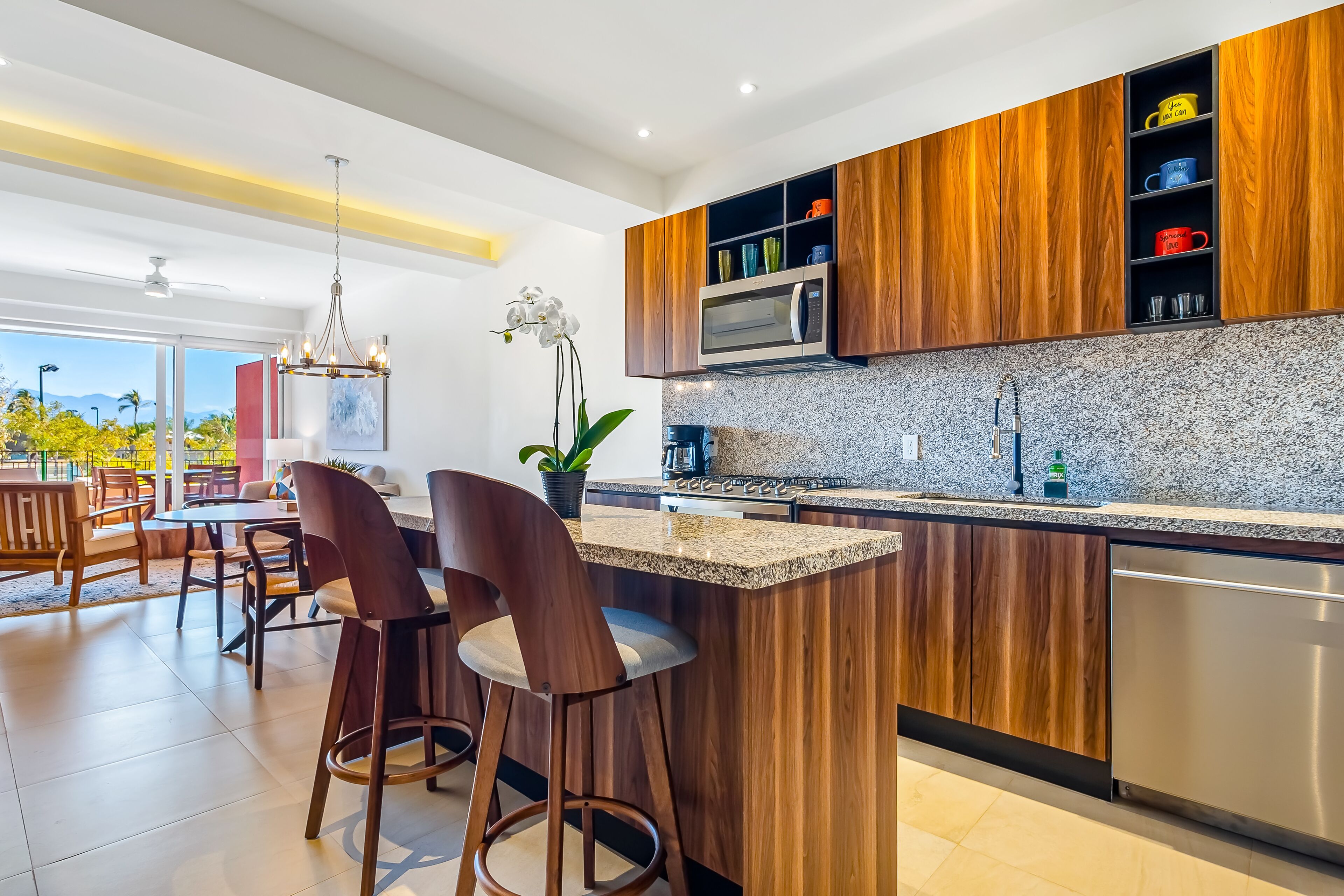 Radiant retreat full of color, modern fixtures, & scenic balcony - rooftop pool