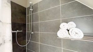 Dusche, Haartrockner, Handtücher