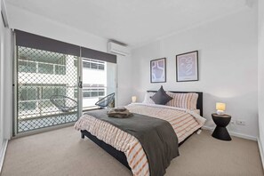 1 bedroom, desk, iron/ironing board, travel cot