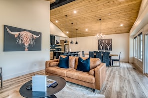 Smart TV, fireplace, table football